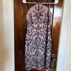 BCBGMaxAzria Purple and Black Halter Strappy Dress